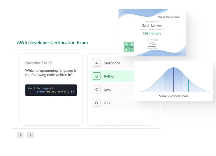 Synap assessment platform showing authoring, delivery and results