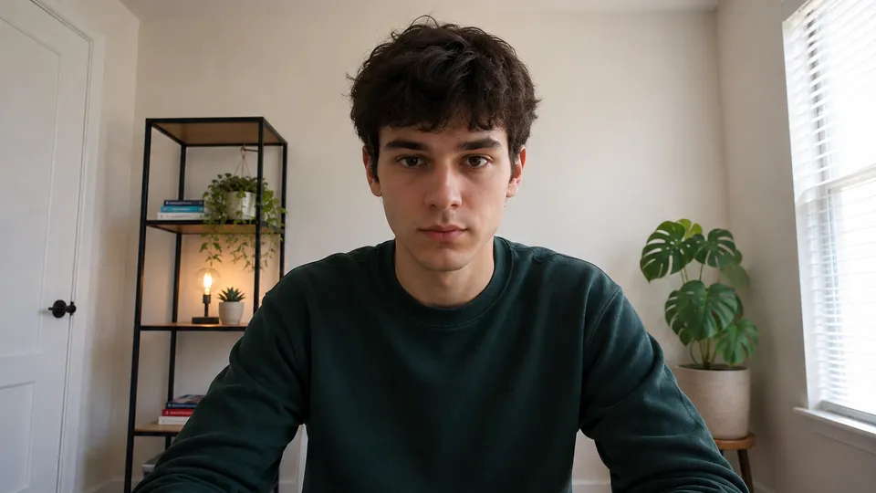 Candidate monitored on webcam during a proctored online exam